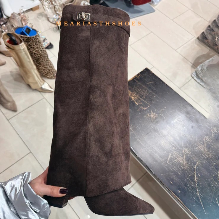 Women'S Fashion Winter 2025 - Damskie kozaki za kolano na masywnym