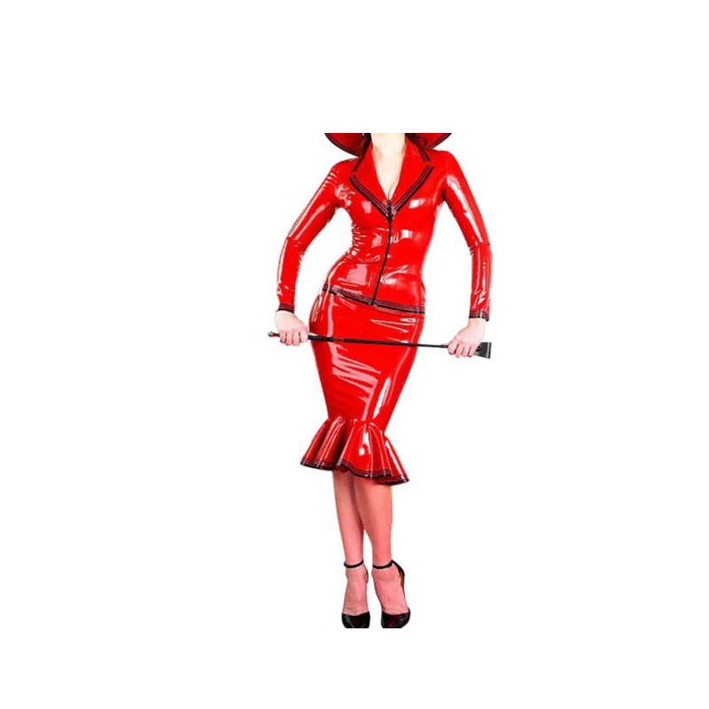 Xxl Women Fashion - Sukienka lateksowa gumowa czerwona stylowa piękna