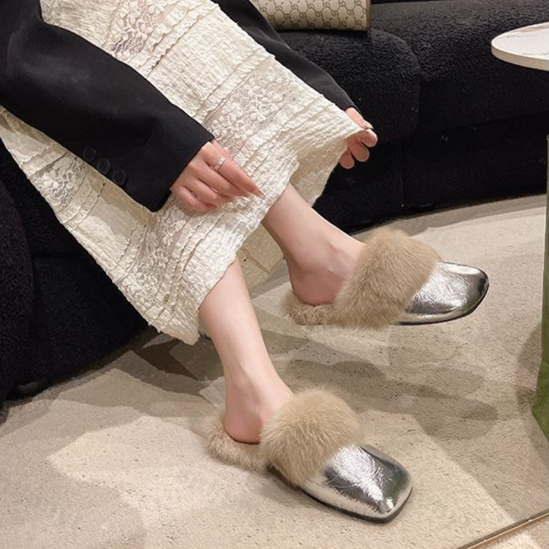 Women'S Fashion Winter 2025 - Damskie Klapki Płaskie 2025 Jesień Zima