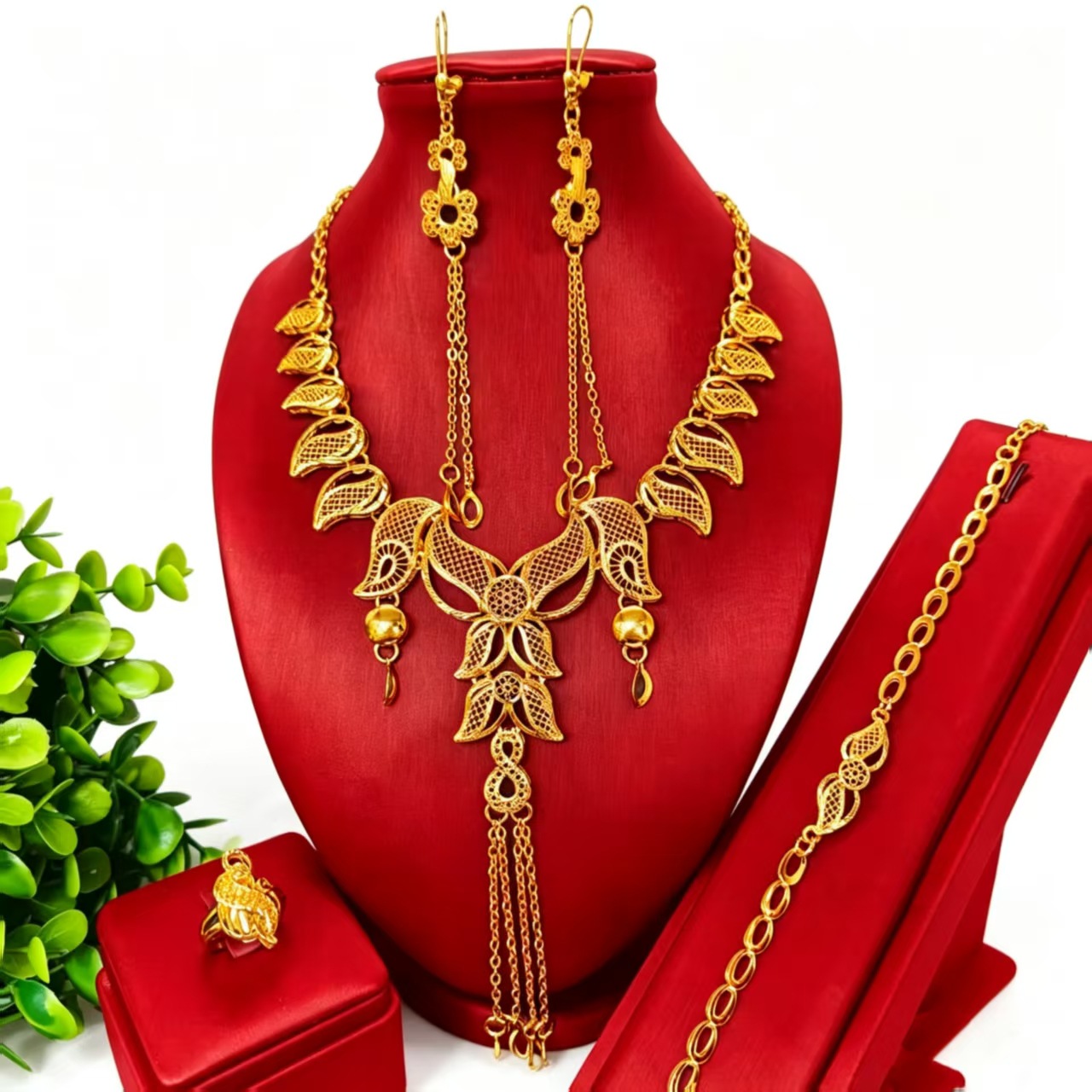 Women'S Fashion Rings Gold - Nowy Modny Luksusowy Dubajski Zestaw Biżuterii