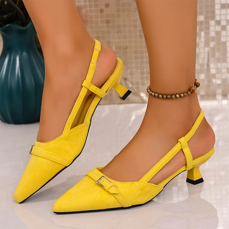 Women'S Fashion Spring 2025 - Żółte sandały na wysokim obcasie dla